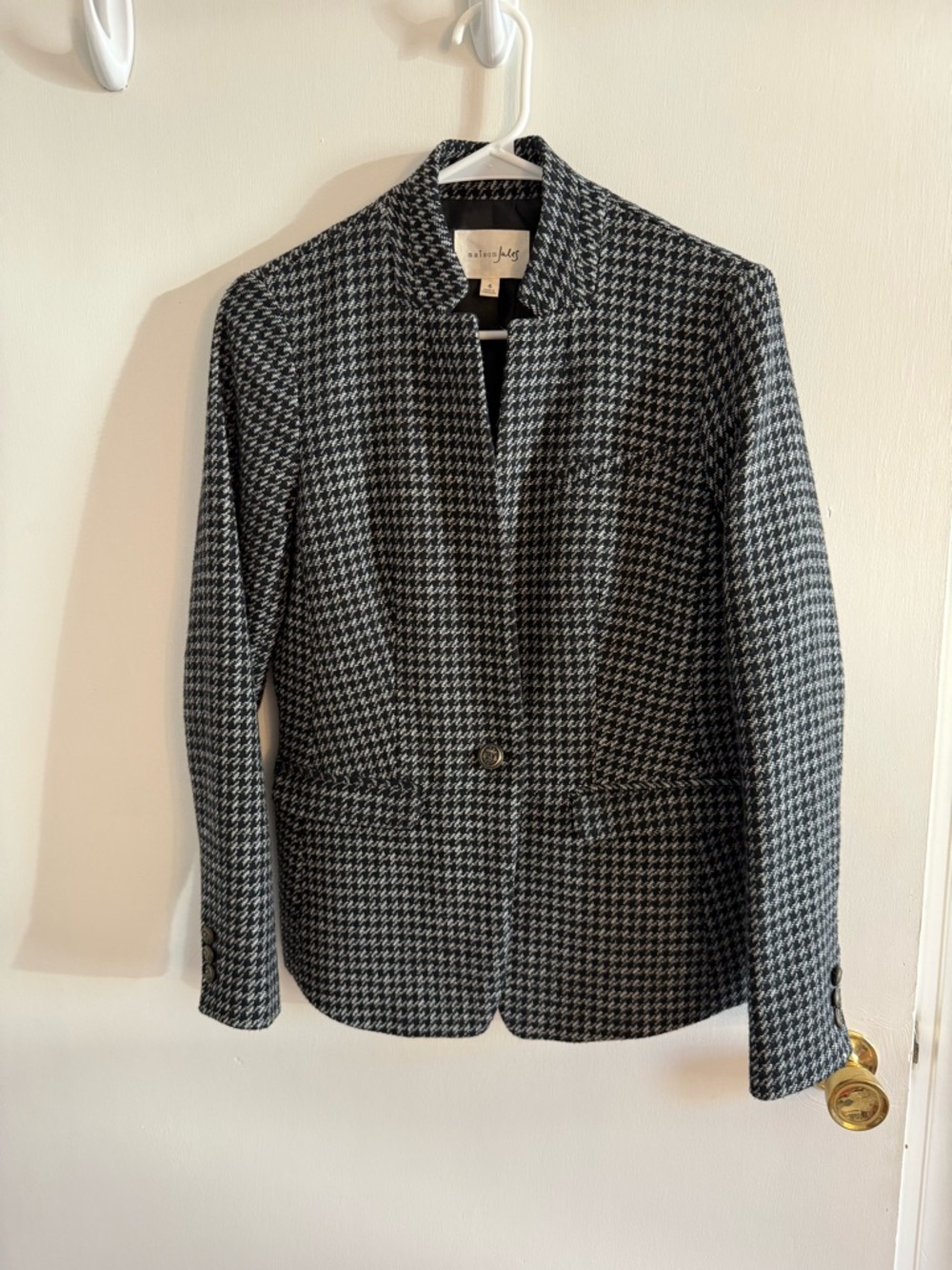 Maison Jules Black and White Houndstooth Blazer